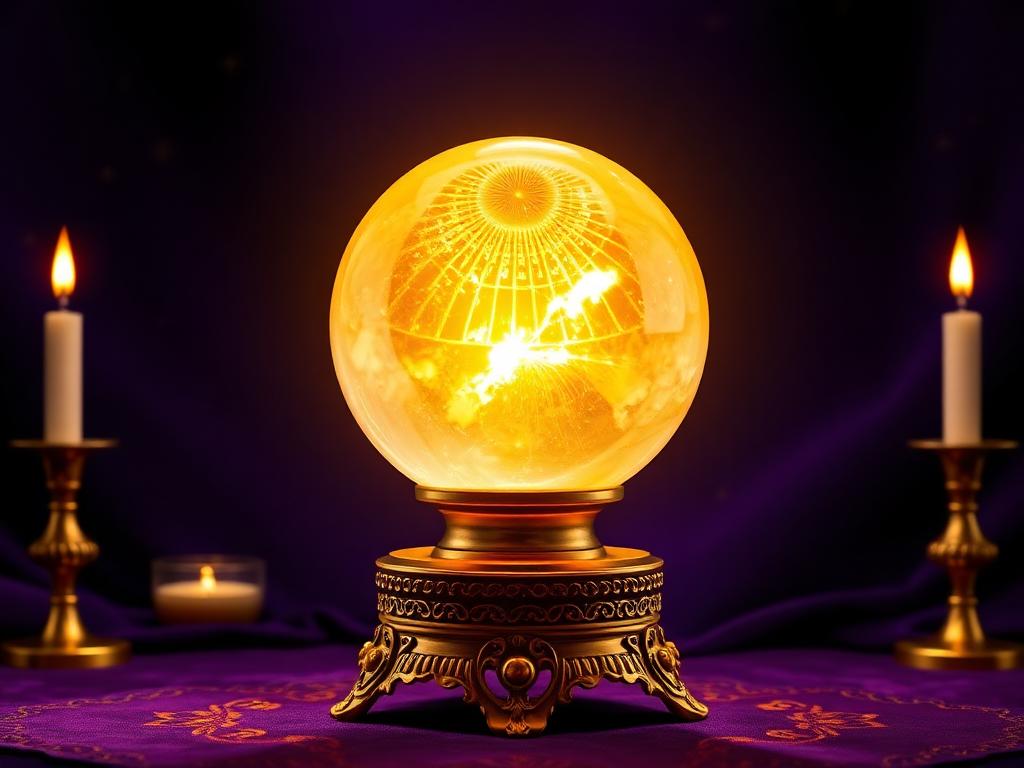 Bola de cristal en un altar de videncia natural